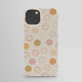 Neutral Smiley Face Pattern iPhone Case
