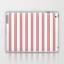 Wine Red and White Vintage American Country Cabin Ticking Stripe Laptop Skin