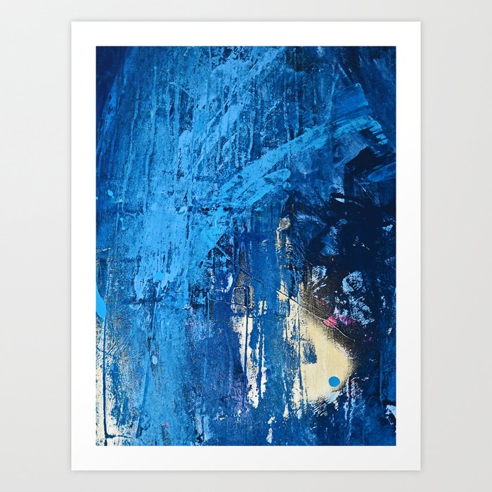 Vortex [2]: a vibrant abstract mixed-media piece in blue and gold by Alyssa Hamilton Art Art Print
