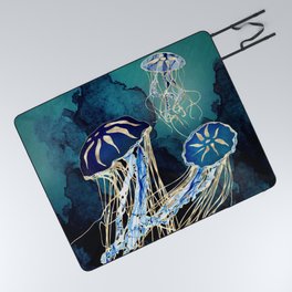 Metallic Jellyfish III Picnic Blanket