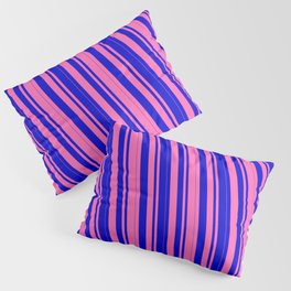 [ Thumbnail: Hot Pink & Blue Colored Lines/Stripes Pattern Pillow Sham ]