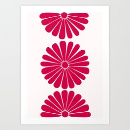 Retro Daisy Abstract XLVIII Red Bold Floral Art Print