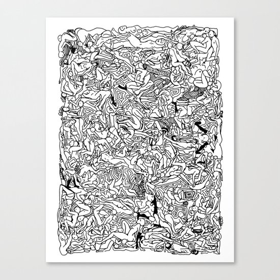 Lots of Bodies Doodle in Black and White Canvas Print