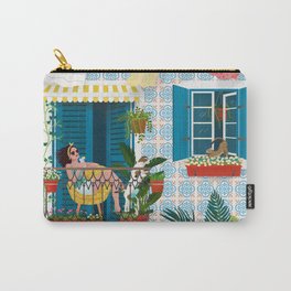 Lisbon Carry-All Pouch | Alone, Architecture, House, Digital, Travel, Summer, Lisbon, Pastel, Cat, Balcony 