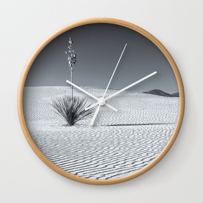 Lone Yucca bw Wall Clock