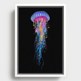 Double Blue Jellyfish Framed Canvas