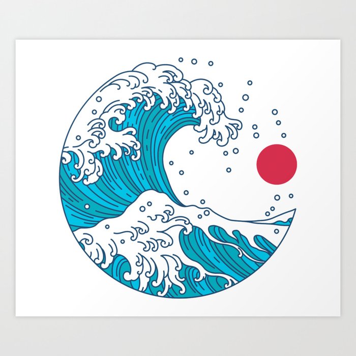 big wave japanese art style Art Print