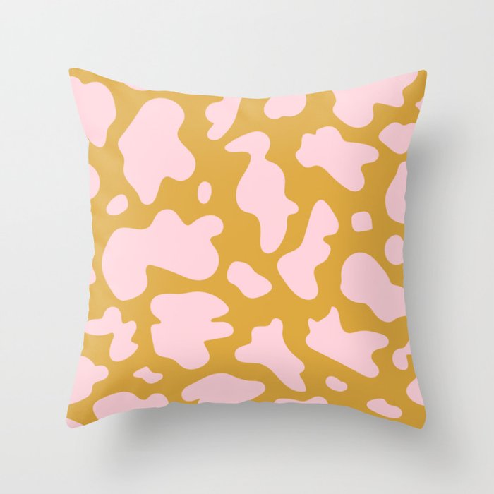 Pink cow print Throw Pillow