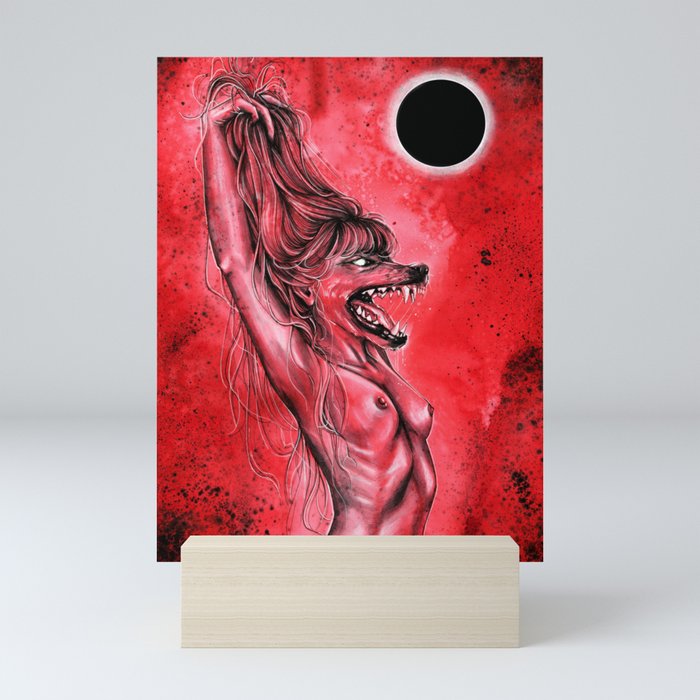 Let the red wolf in Mini Art Print
