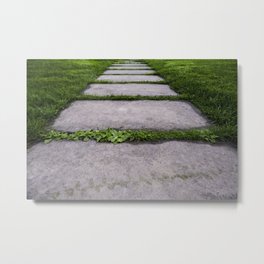 Detail of a walk in a Japanese garden, zen spa and relaxation in nature Metal Print | Garden, Footpath, Walk, Park, Grass, Walkway, Nature, Pathway, Stone, Japanese 