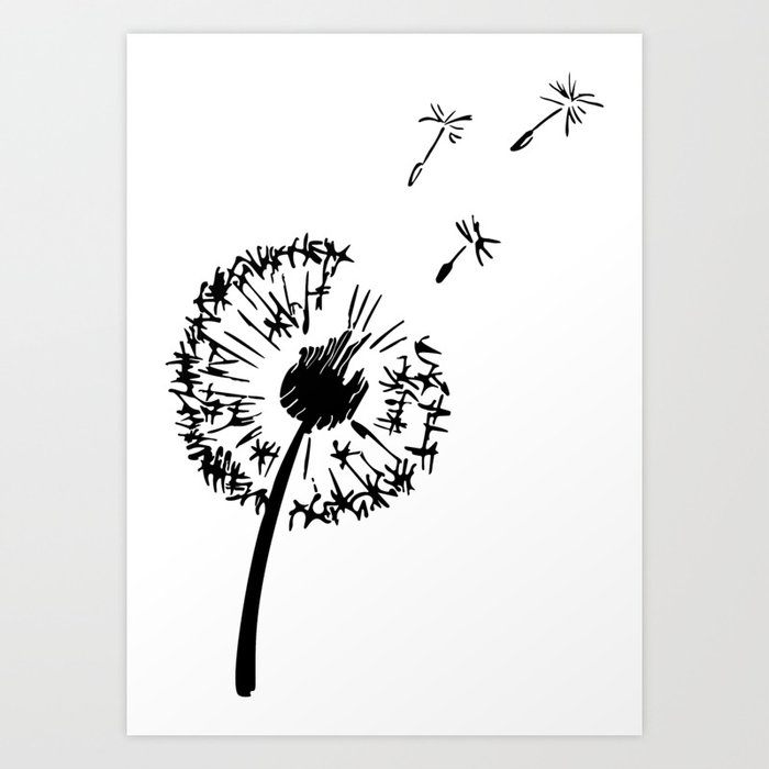 Black Dandelion Fly Away Art Print By Liskared Society6