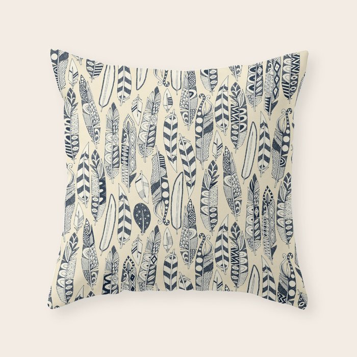 joyful feathers cream Throw Pillow by Sharon Turner Society6