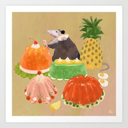 Dinner Party Guest Art Print | Aspic, Drawing, Curated, Possum, Digital, Dinner 