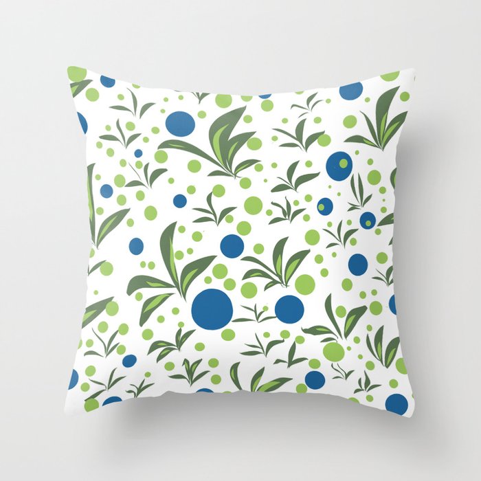 Leaves & Dots Pattern Throw Pillow