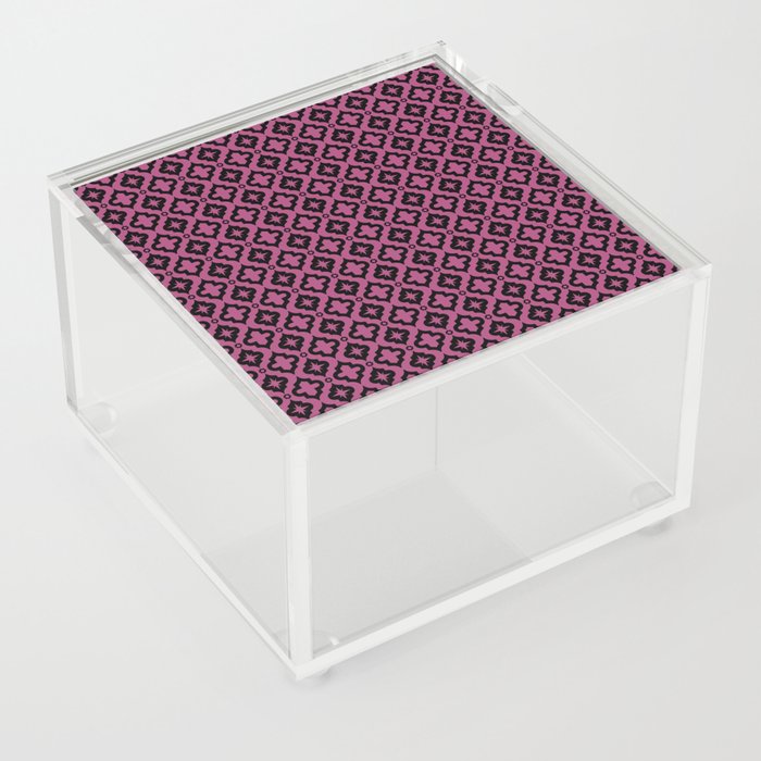 Magenta and Black Ornamental Arabic Pattern Acrylic Box