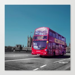 Great Britain Photography - Double Decker Bus Driving On A Road In London Canvas Print
