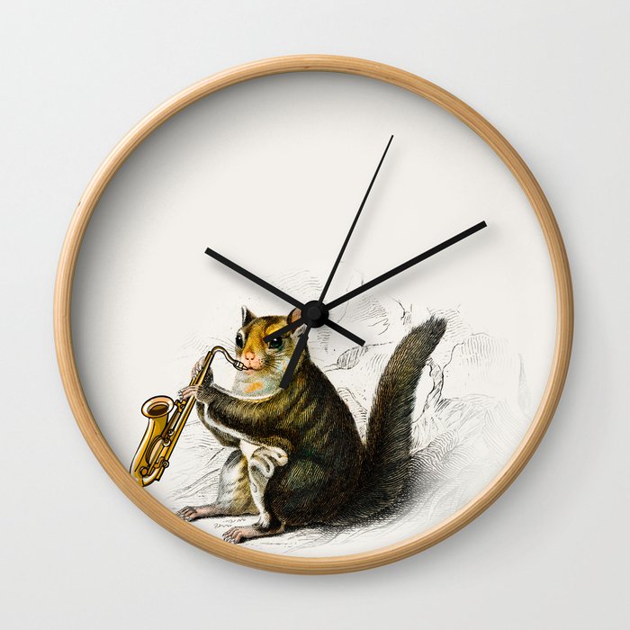 Flying squirrel playing saxophone  Wall Clock
