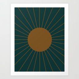 Minimal Sunrays - Teal Art Print