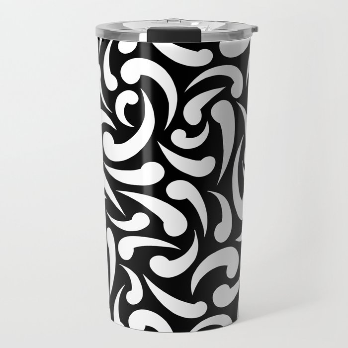 White Abstract Swirls Travel Mug