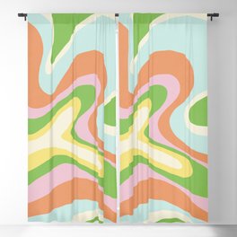 Neon Pastel Abstract Bubble Gum Swirl - Blue Green Pink Blackout Curtain