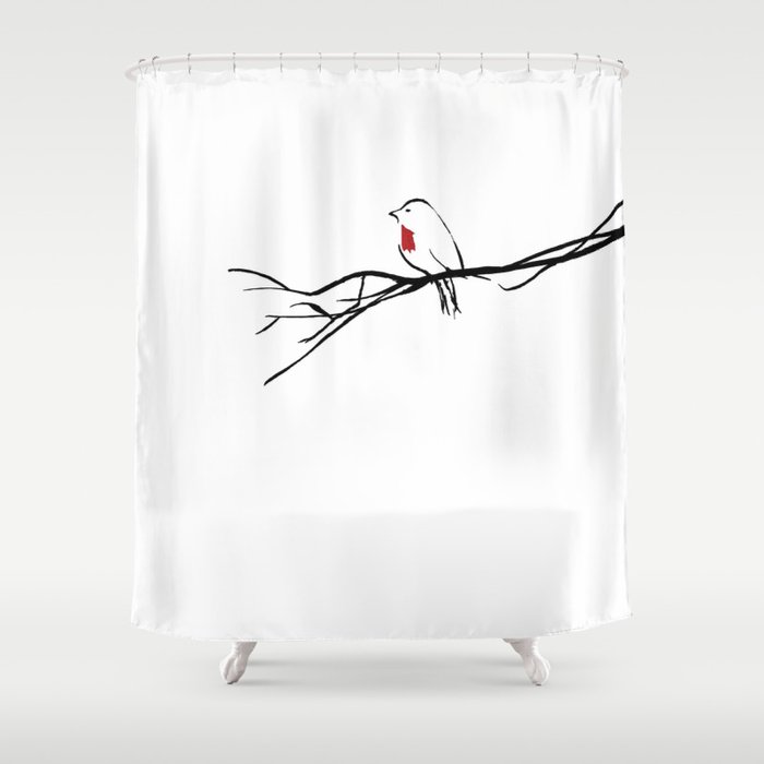 Bird on a branch Shower Curtain