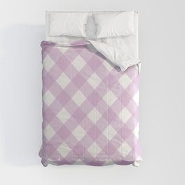 Pink Pastel Farmhouse Style Gingham Check Comforter