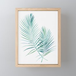 Twin Palm Fronds - Teal Framed Mini Art Print