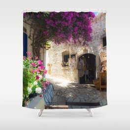 Afionas Village, Corfu Island, Greece. A beautiful and idyllic village Shower Curtain