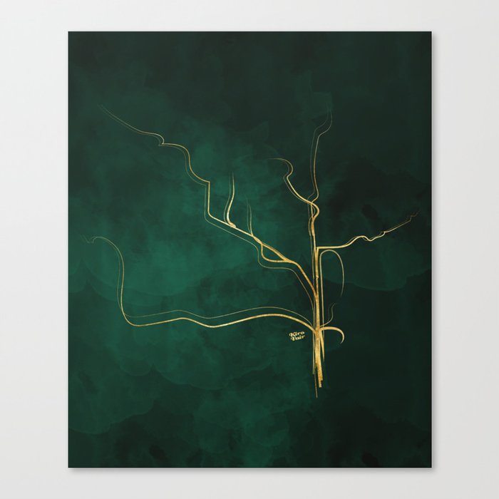 Kintsugi Emerald #green #gold #kintsugi #japan #marble #watercolor #abstract Canvas Print