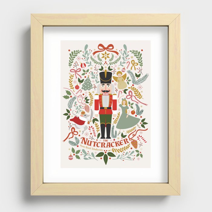 The Nutcracker Christmas Recessed Framed Print | Graphic-design, Nutcracker, Christmas, Holiday, Illustration, Digital, Pattern, Ballet, Art, Red