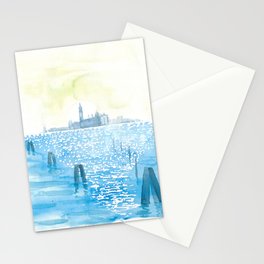 Navigating in the Serenissimas Lagoon with Sun Reflections and San Giorgio Stationery Card