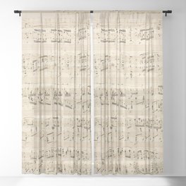 Antique Sheet Music Chopin Manuscript Sheer Curtain
