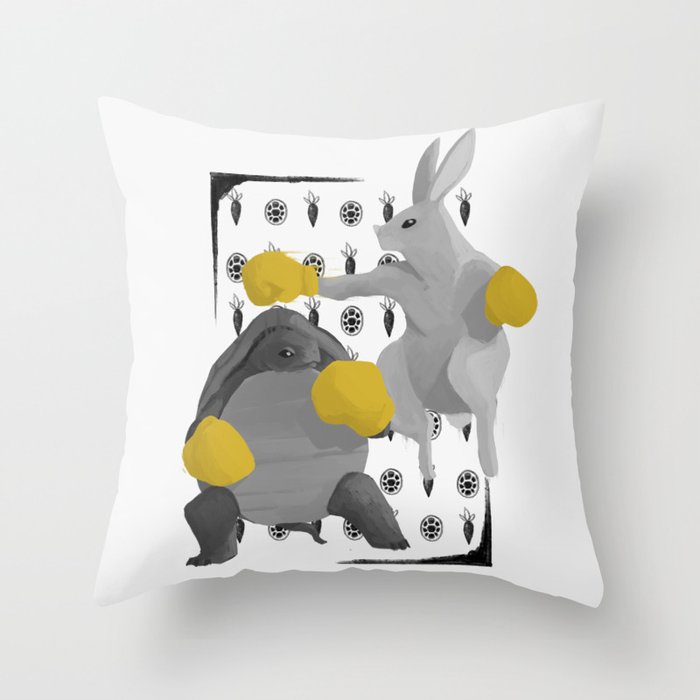 Tortoise & Hare | GRAYSCALE Throw Pillow