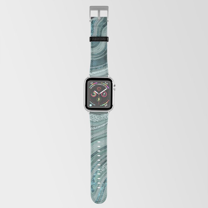 Elegant Marble Gemstone Texture Turquoise Teal Apple Watch Band