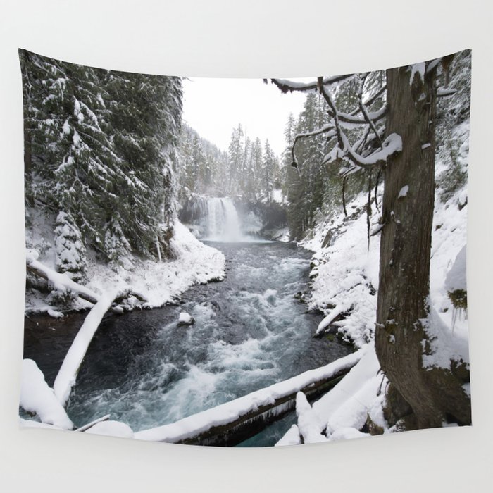 The Wild McKenzie River Waterfall - Nature Photography Wall Tapestry