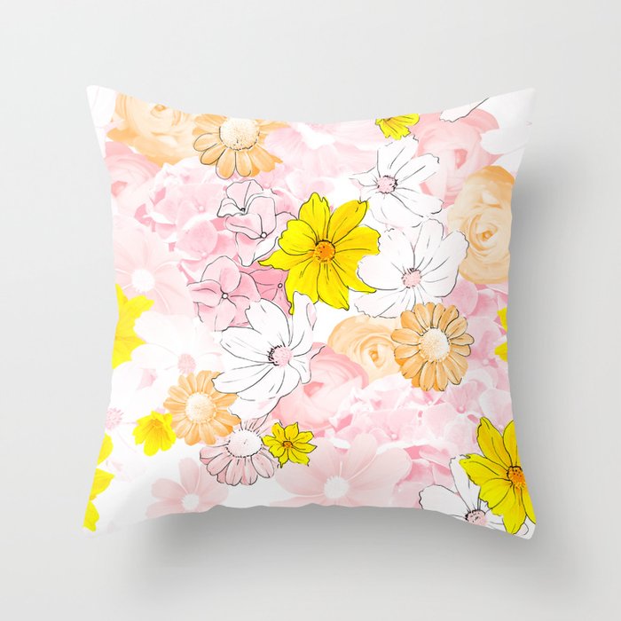 Pink and shop yellow throw pillows