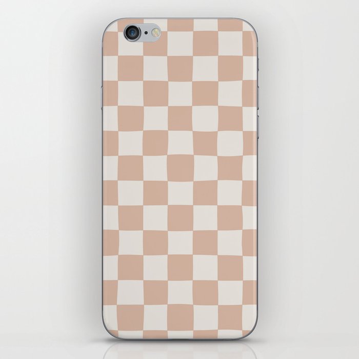 Check Pattern Soft Peach Pink iPhone Skin