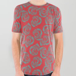 Subtle Rose Pattern All Over Graphic Tee