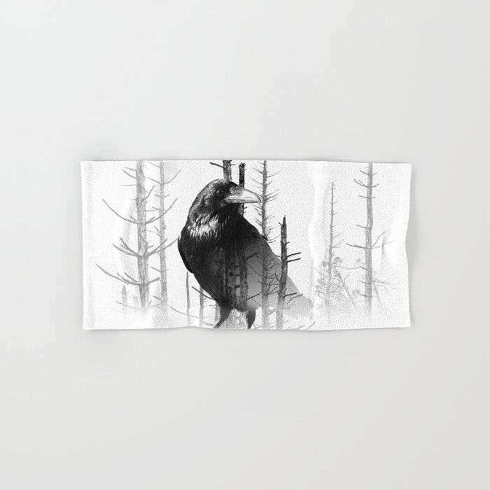 Common Raven Among The Trees Hand & Bath Towel