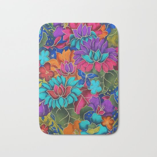 Colorful floral fantasy Bath Mat