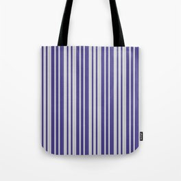 [ Thumbnail: Light Gray and Dark Slate Blue Colored Lines Pattern Tote Bag ]
