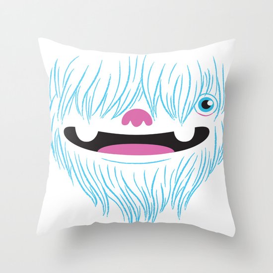 Happy Yeti Throw Pillow