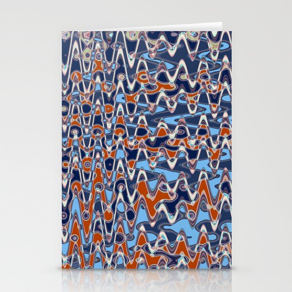 Distorted Red And Blue Pattern Stationery Cards