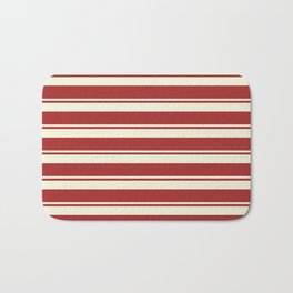 [ Thumbnail: Beige & Brown Colored Pattern of Stripes Bath Mat ]