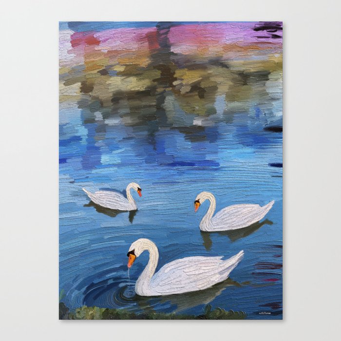 Swans on the lake Canvas Print