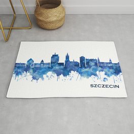 Szczecin Poland Skyline Blue Rug