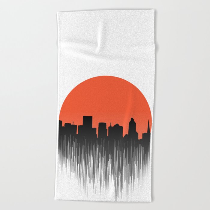 sunset city Beach Towel