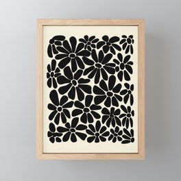 Black and White Retro Floral Art Print  Framed Mini Art Print