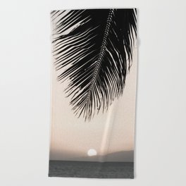Sunset Palm Leaf Beach Towel
