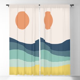 Abstract landscape with sea and sun Blackout Curtain